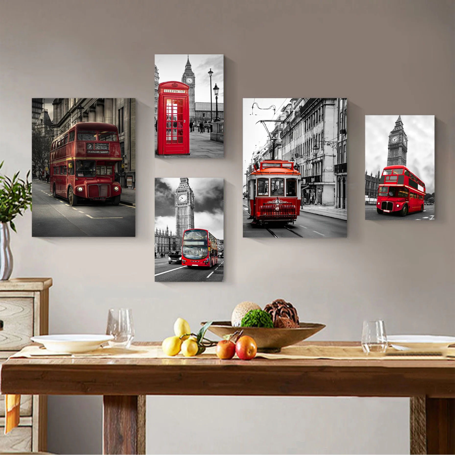 

Vintage london red bus Poster Vintage Posters Sticky Retro Kraft Paper Sticker DIY Room Bar Cafe Kawaii Room Decor