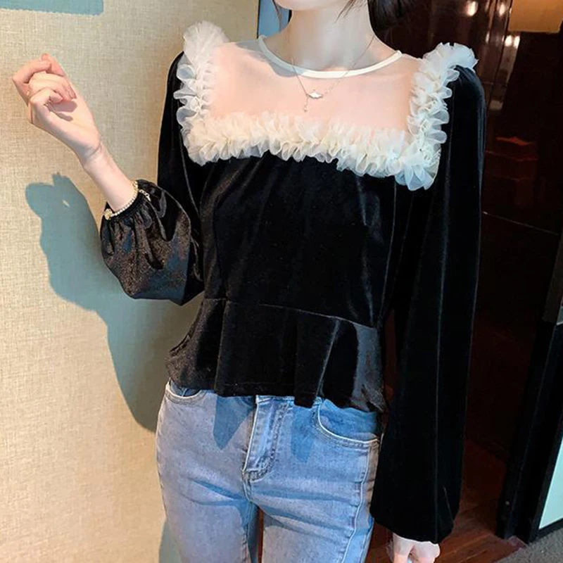 Женский весенне-осенний новый дизайн с черным грибком короткий стиль сеткой