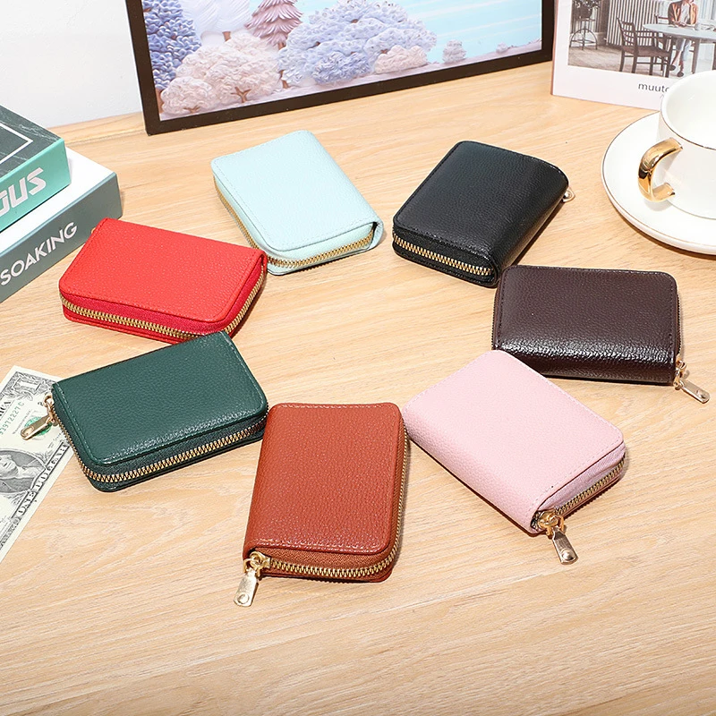 

Fashion Business Card Holder Wallet Women Men Credit Card Holder PU leather Card Wallet Man Money Clip Zipper Coin Purse
