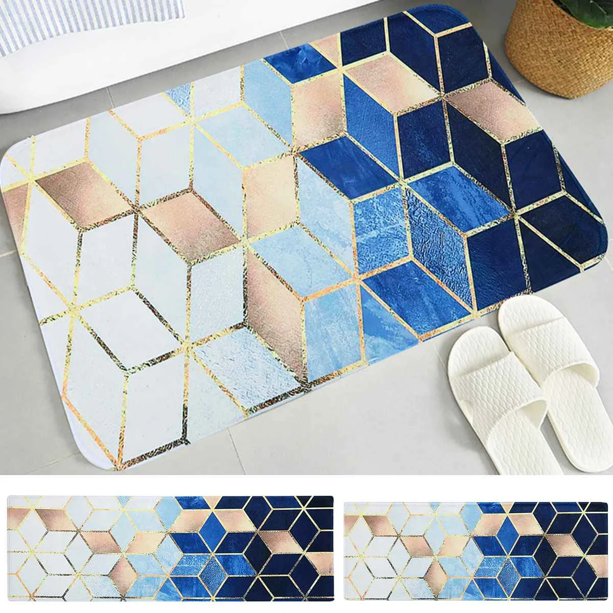 

Классический длинный напольный коврик с геометрическим рисунком, декоративный коврик для гостиной, Нескользящий Впитывающий кухонный ков...