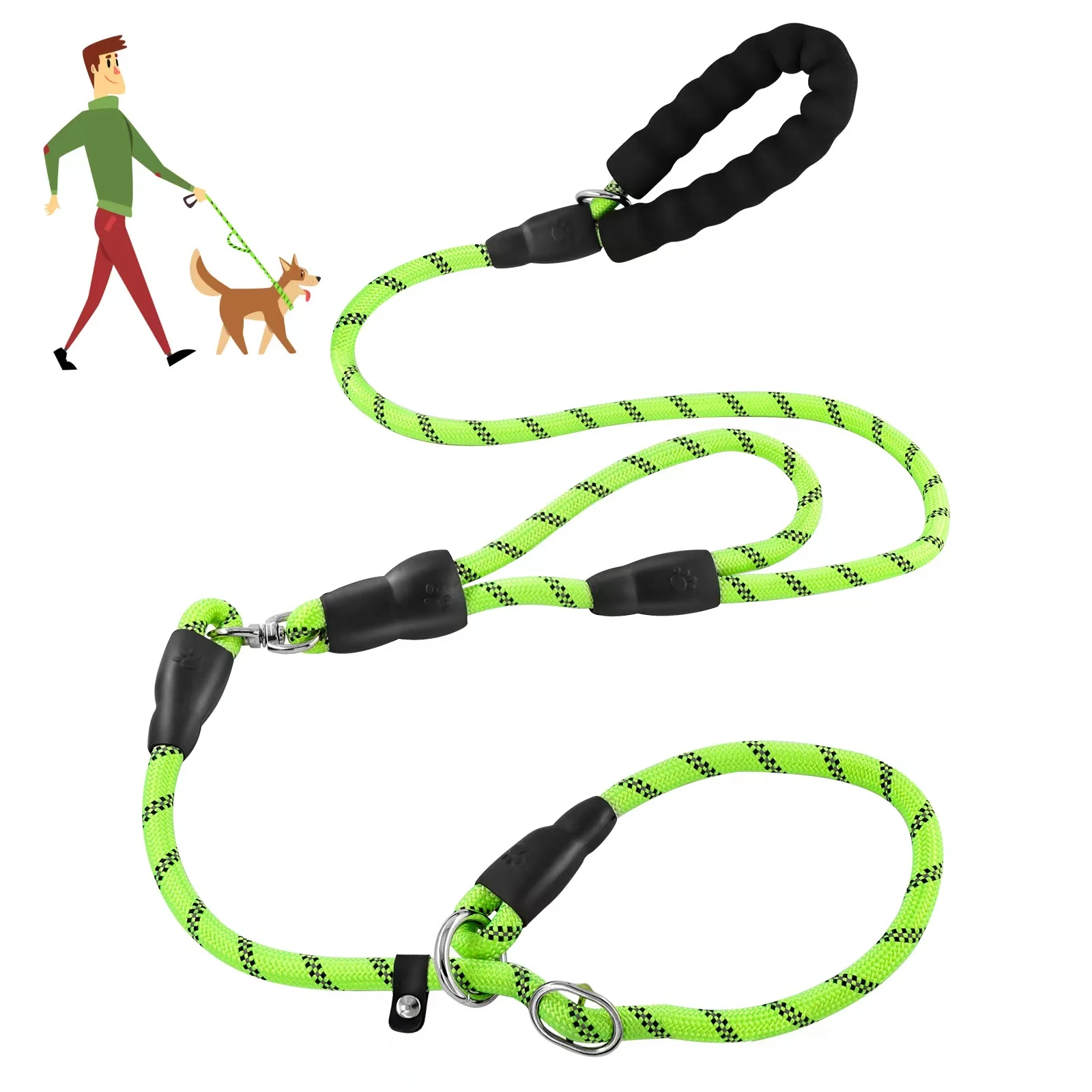 

Dog Leash Collar Integrated Rotary Anti Twining Double Handle Long and Short Leash Rope for Small Big Dogs Walking Dog Outdoor