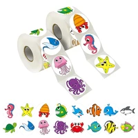 500pcs round marine sea animal stickers in 8 designs envelope sealing scrapbook label for kids handmade gift decoration sticker