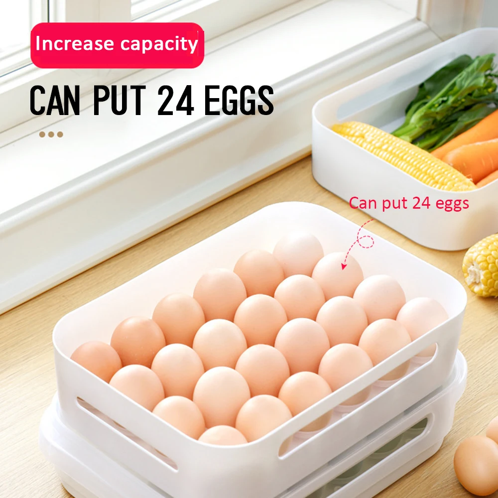 

Household 24 Eggs Storage Box Built-In Detachable Grid Kitchen Organizer Refrigerator Food Fresh-Keeping Egg Rack Container