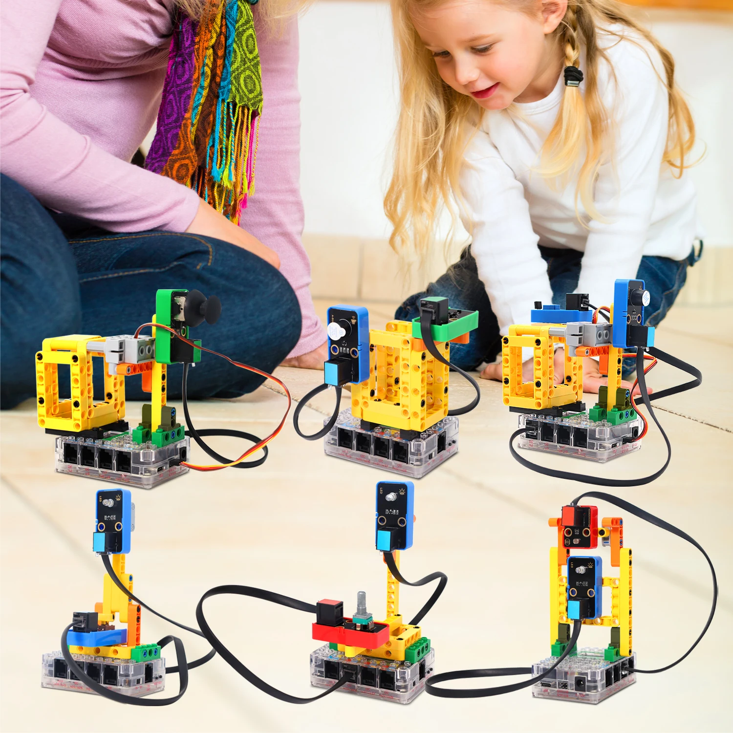 Kidsbits STEM Electronic Building Blocks Smart Binsite Kit с платой esp32/Pico Board/UNO Board Поддержка Kidsblock и Python