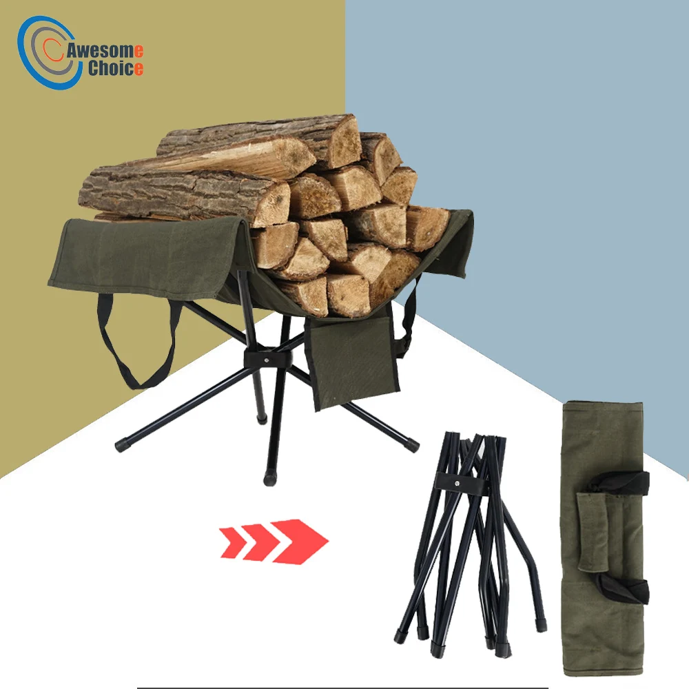 High-quality Canvas Firewood Wood Carrier bag with Stand Rack  Log Camping Outdoor Holder Carry storage bag Wooden Canvas Bag