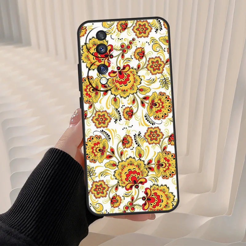 Фото Чехол с русским цветочным узором в стиле Хоклама для Honor Magic 8 7 6 Lite, Honor Win RT 90 70 50 400 200 Pro X8c X8b X9a X9b X9c X9d №5