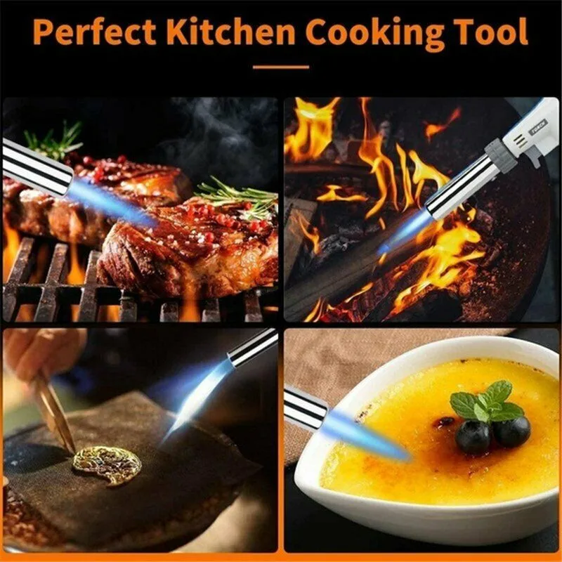 

BBQ Flame Gas Torch Blowtorch Lighter Butane Air Torch Tip Burner Heating Welding Outdoor Cooking Fast Ignition.