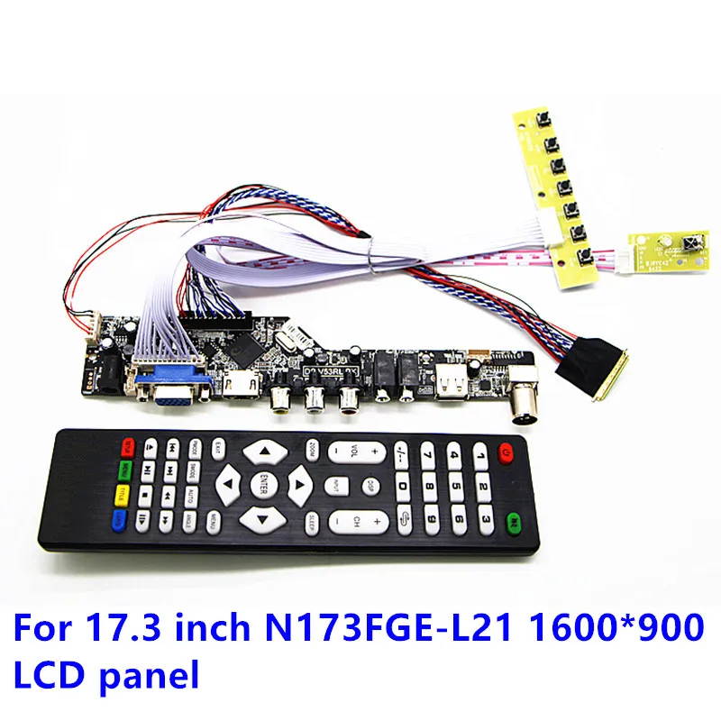 

TV+HDMI+VGA+AV+USB+AUDIO LCD Controller Board Work for 17.3" N173FGE-L21 1600*900 40needle laptop LCD controller board DIY kits