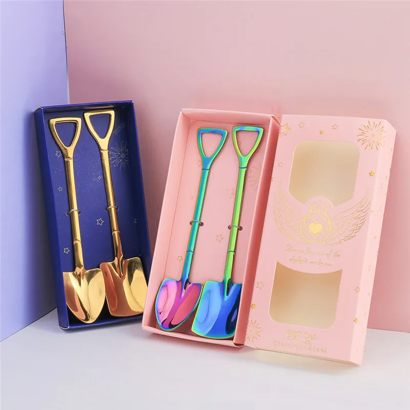 

Creative Retro Spade Coffee Spoon Stainless Steel Dessert Watermelon Ice Cream Gourmet Birthday Gift New Year Gift Party