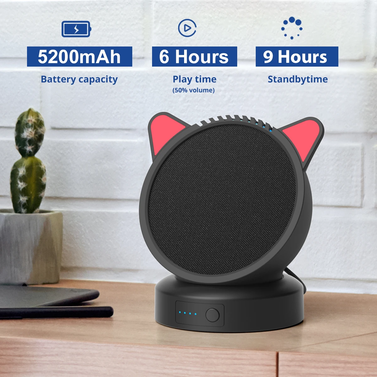 Основание для аккумулятора Alexa Echo Pop силиконовый чехол с заячьими ушками 5200 мАч