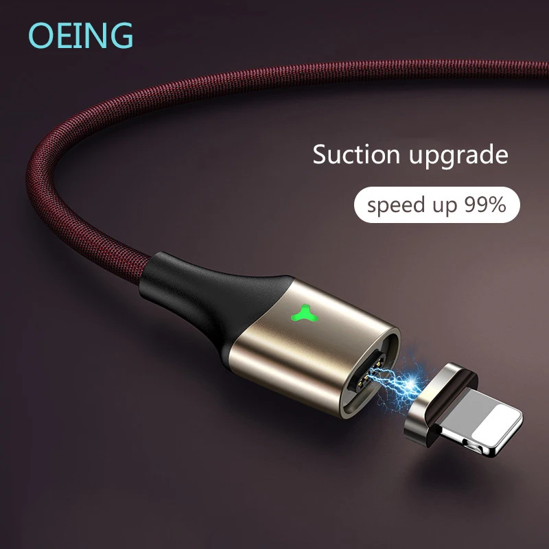 

OEING Aluminum Alloy Magnetic USB Cable For iPhone 13 12 11 12Pro 13Pro Cable LED Fast Charging Data Charge Micro USB Cable Cord