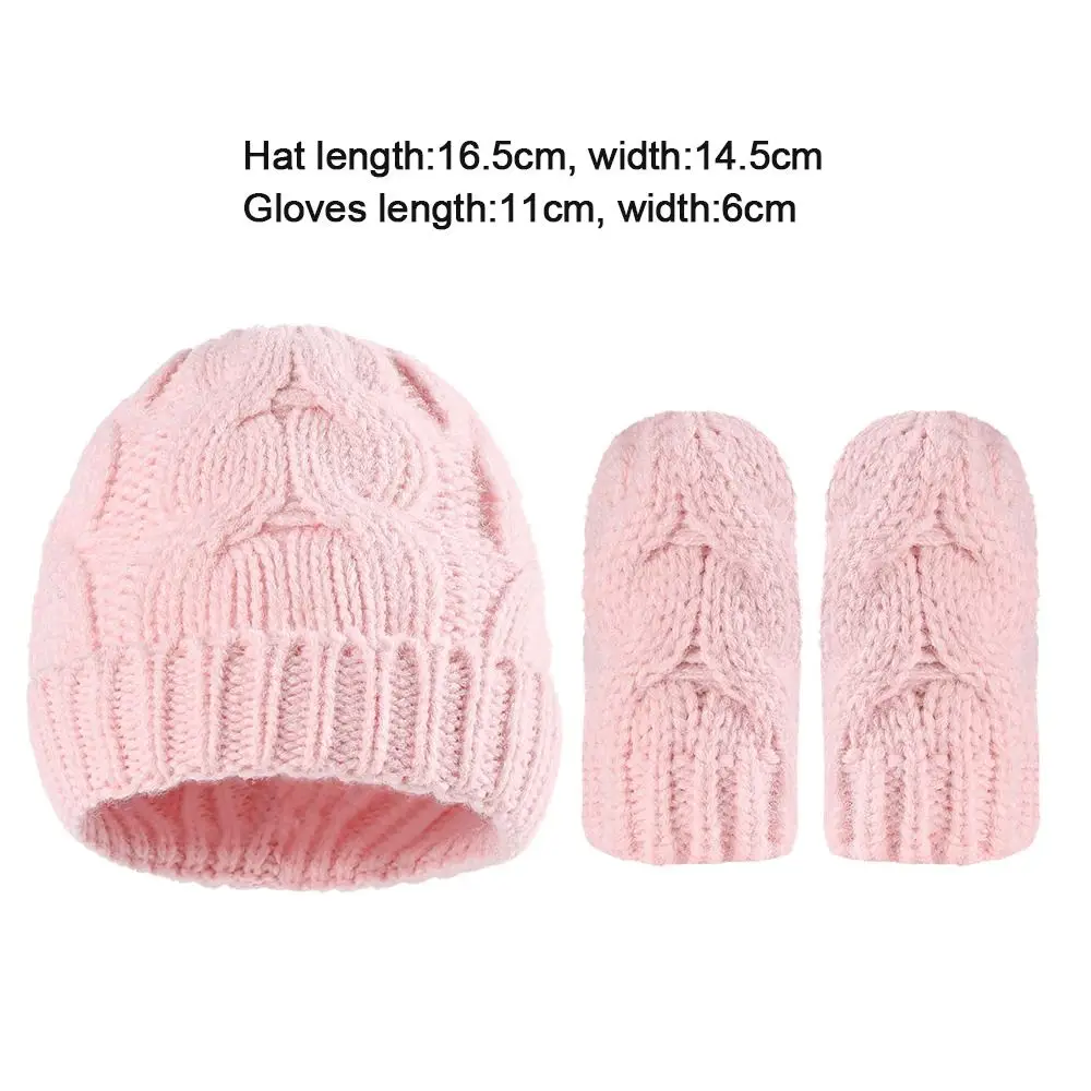 Шапка и варежки вязаные теплые шапки для маленьких мальчиков девочек комплект из