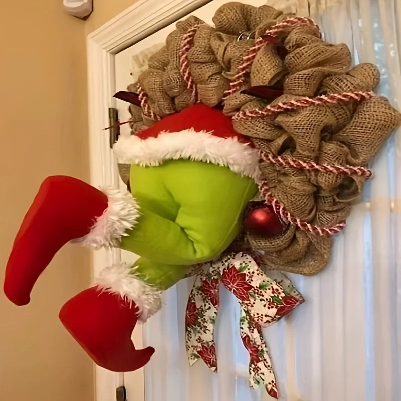 

Christmas Decorations Home Decor Christmas Wreath Decoration Burst Christmas Thief Pendant Dress Up Door Props Scene Arrangement