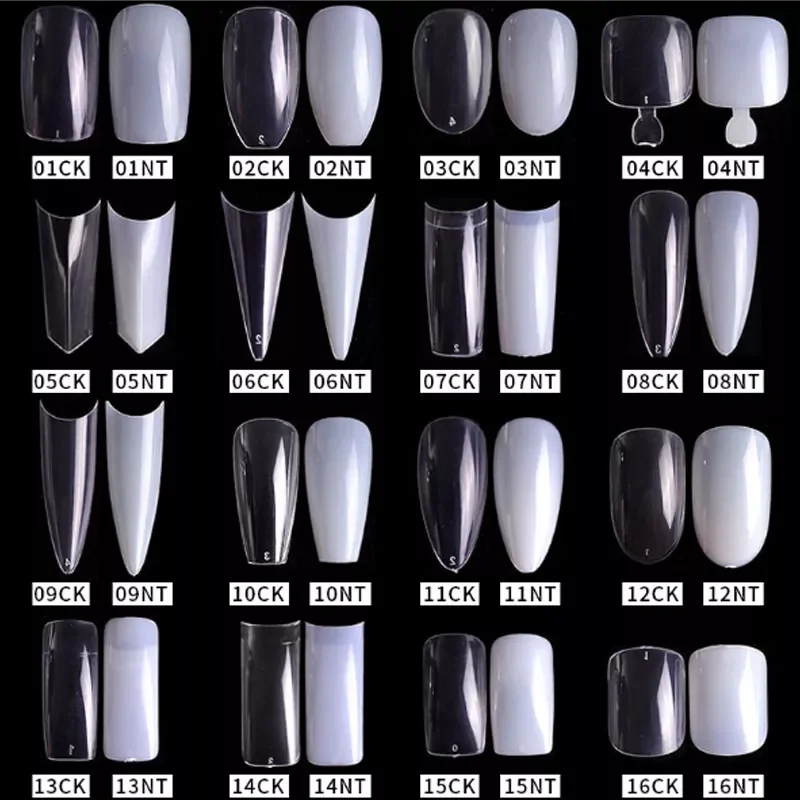 

New Gel X Nails Extension System Full Cover Sculpted Clear Stiletto Coffin False Nail Tips 500pcs/20pcsbag
