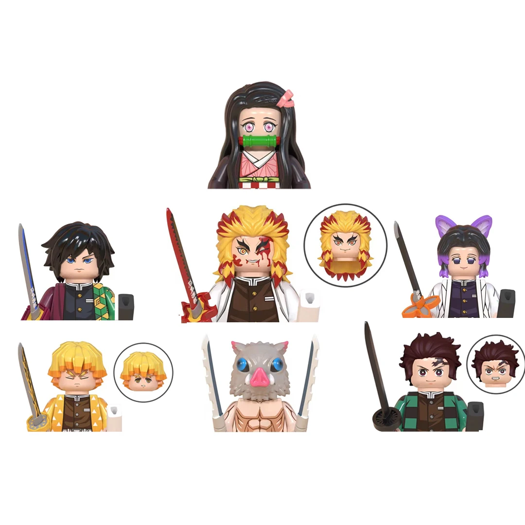 

8PCS Demon Slayer Japanese Anime Samurai Tanjirou Nezuko Kyoujurou Giyuu mini bricks dolls action figures Blocks birthday gifts