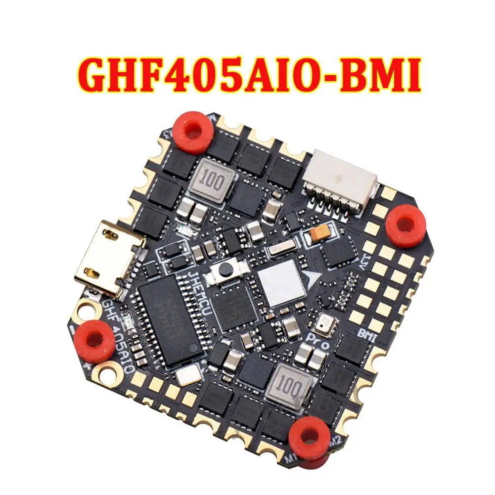 

JHEMCU GHF405AIO-BMI F405 Flight Controller W/5v 10v Bec Built-in 40a Blheli_s 2-6s 4in1esc 25.5 x 25.5mm For Fpv Drone