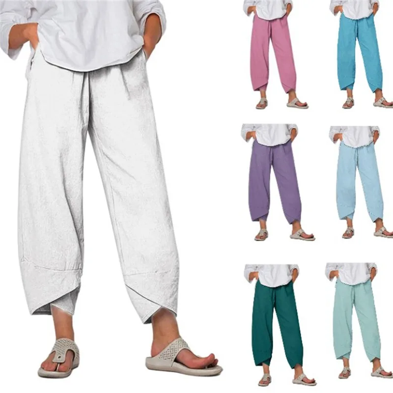 

Loose Pants Size Trousers Harem Plus Cotton Women Ladies casual Linen Baggy