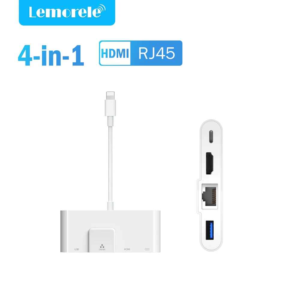 

Lightning to RJ45 Ethernet OTG Adapter for iPhone/iPad LAN Wired Network Hub with USB 3 Camera Adapter and Charging Port