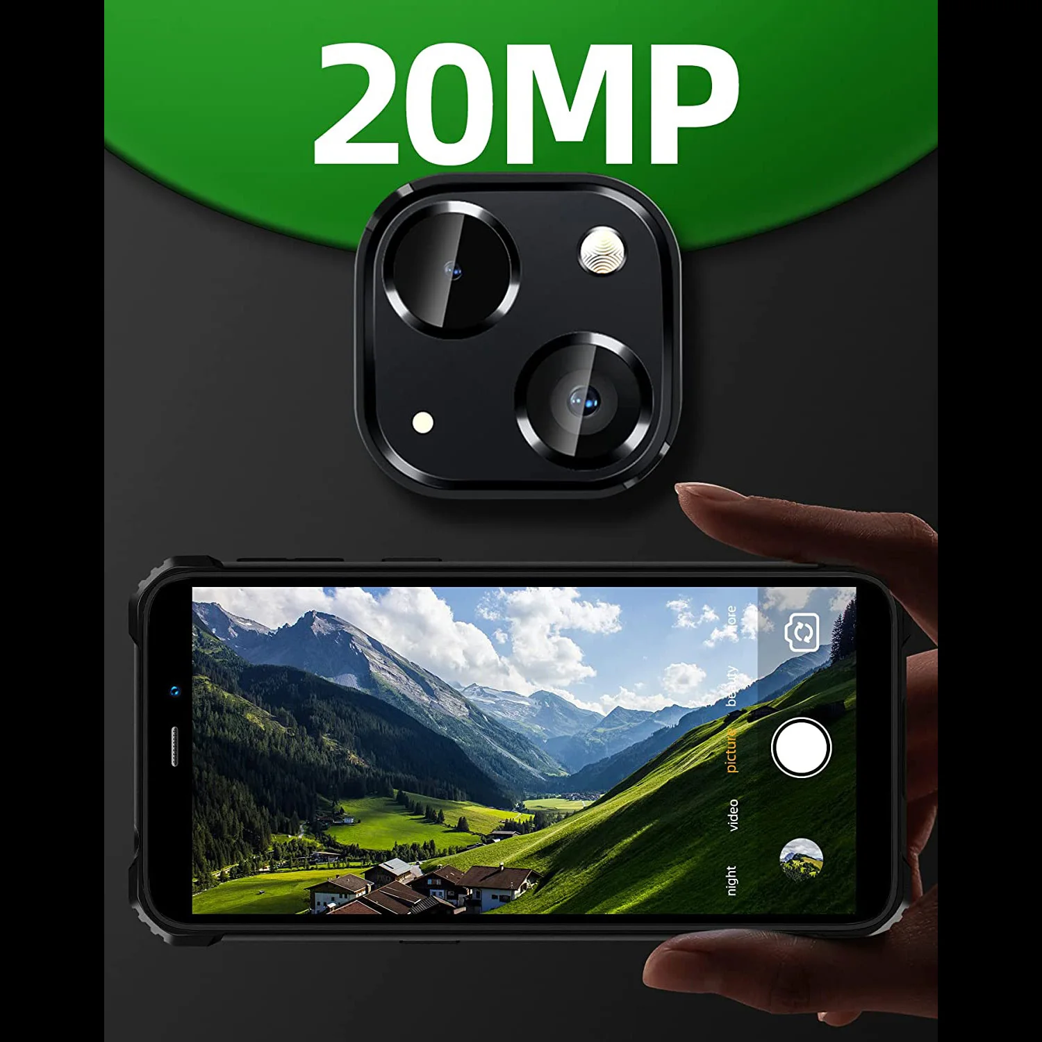 Oukitel WP20 PRO Smartphone Outdoor Cheap 6300mAh Android 12 Mobile Phones 4GB RAM 64GB ROM 20MP Waterproof Rugged Cellphone