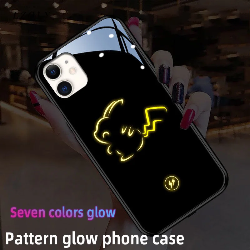 

Cartoon Pictures Glow Phone Case for Iphone12 Mini 11 Pro Xs Max Xr Se 7 8 Plus Luminous Protective Shell Call Light Cover