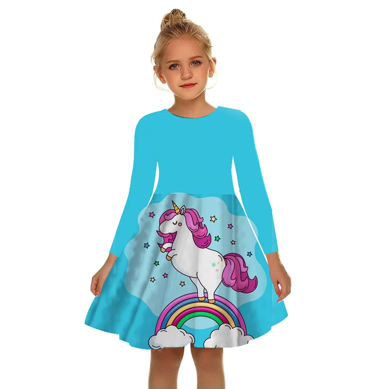 Детское платье с длинным рукавом 3D-принтом |