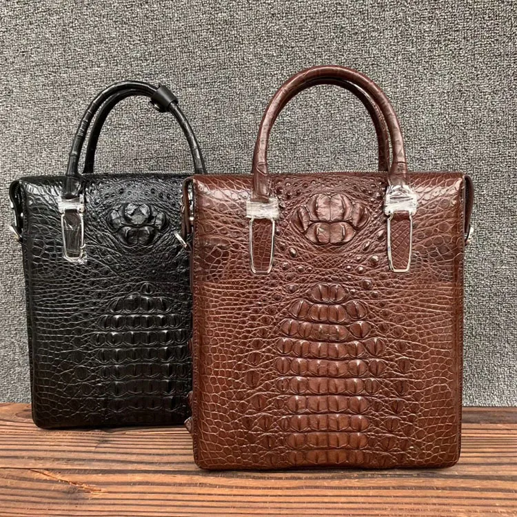 

2022 New Crocodile Leather Skull Handbag Leisure Vertical Men's Briefcase Business Man Shoulder Bag Fashion Messenger Bag 45