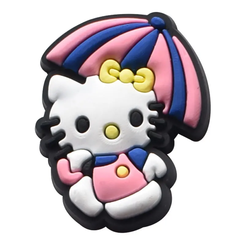 Hello Kitty Anime Sandals Accessories Shoe Buckle Novelty Cute Shoes Croc Charms PVC Decorations Wholesale Kids Girls X-mas Gift