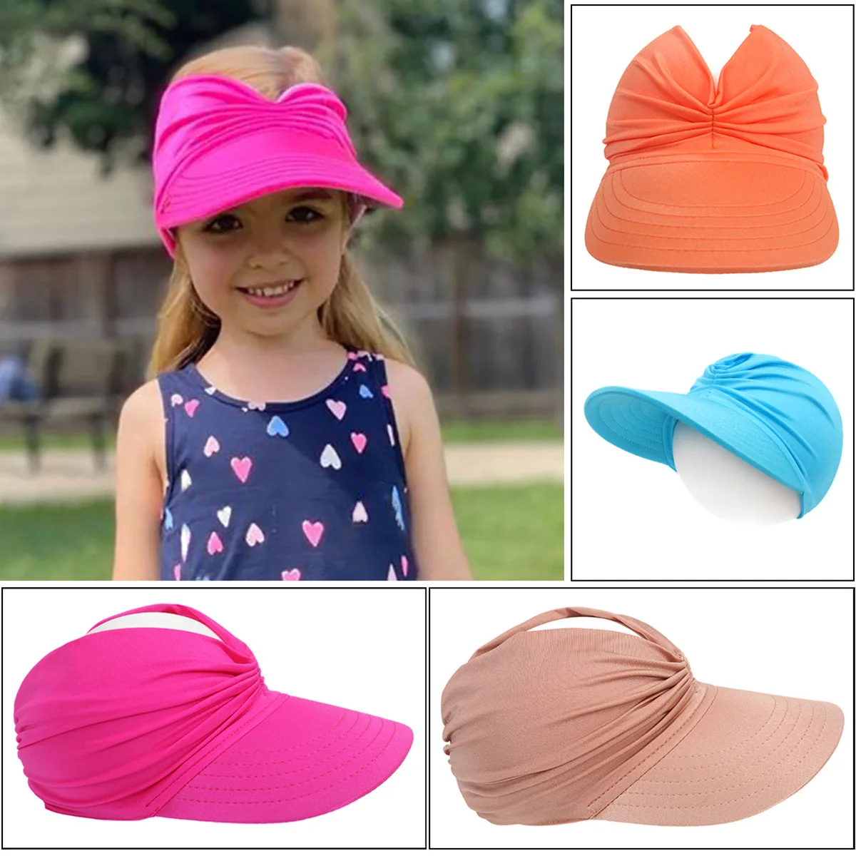 

2022 New Summer Big Brim Boys and Girls Unisex Baby Sun Hat Outdoor Beach Sunscreen Breathable Empty Top Cap