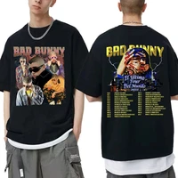 singer bad bunny double sided graphic print tshirt men women fashion streetwear regular unisex casual t shirts male hip hop tops