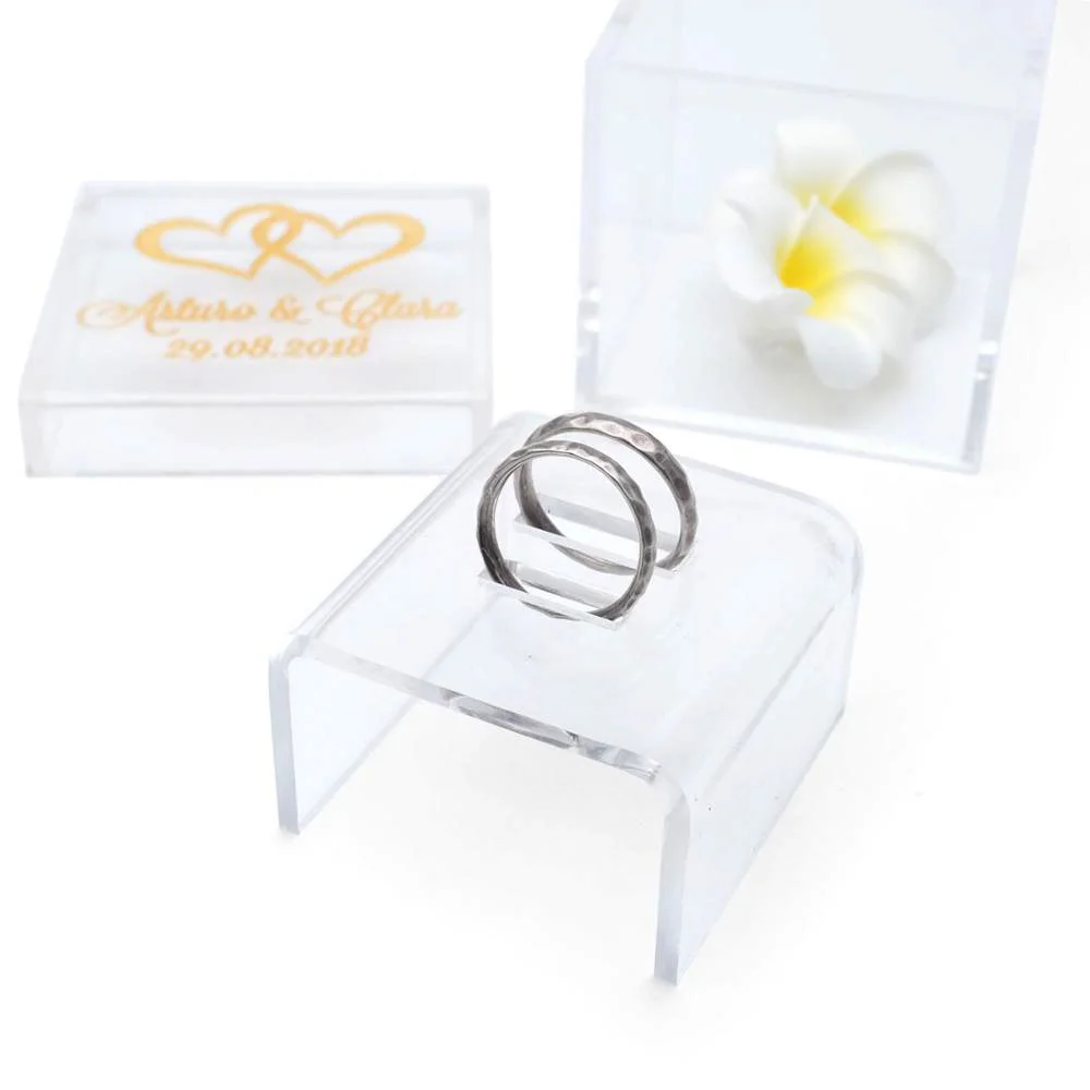 Acrylic Wedding Ring Holder Personalized Wedding Ring Bearer Box Custom Wedding Ring Box Clear Acrylic Jewelry Box