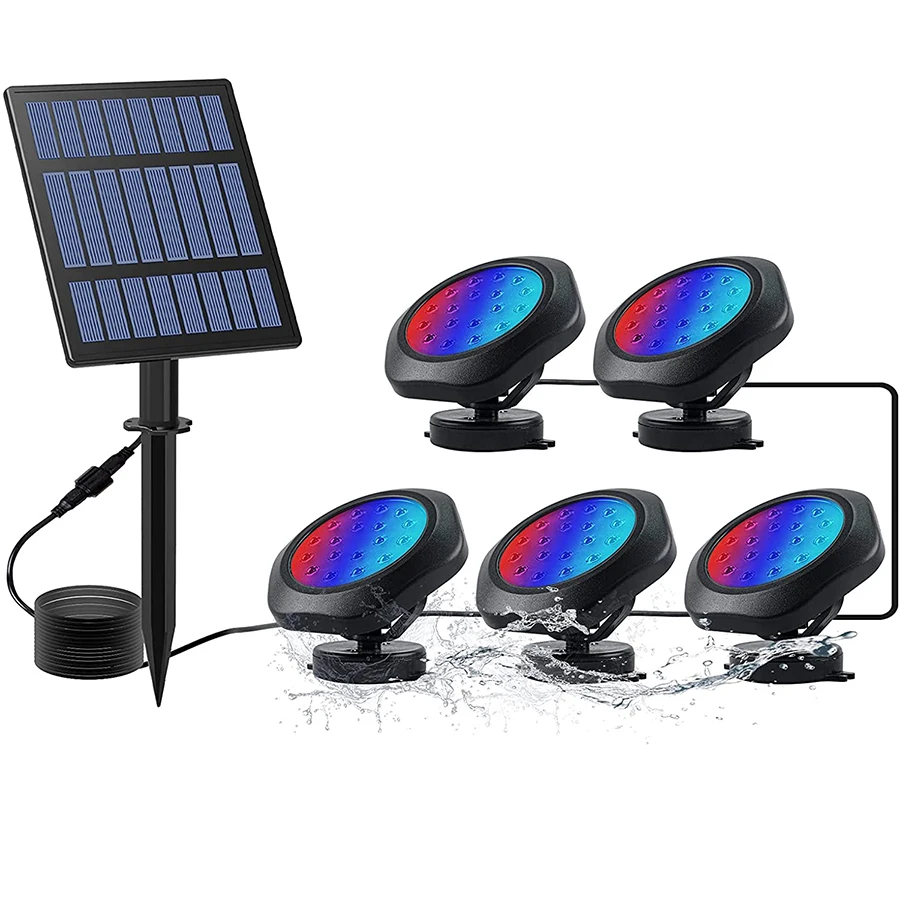 

Solar Fountain Light RGB Changeable Solar LED Spotlights Underwater Pond Lights Submersible IP68 Waterproof for Garden Decor