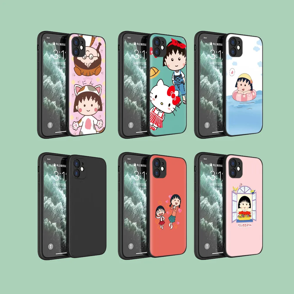 Черный Защитный чехол для Xiaomi Poco M6 F5 F6 Pro C65 C55 C50 C51 5G Chibi Maruko
