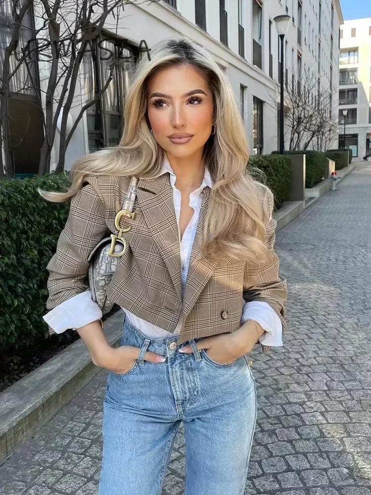 

Женское Укороченное пальто на одной пуговице, винтажное Укороченное пальто с длинным рукавом, женская верхняя одежда, новинка 2022