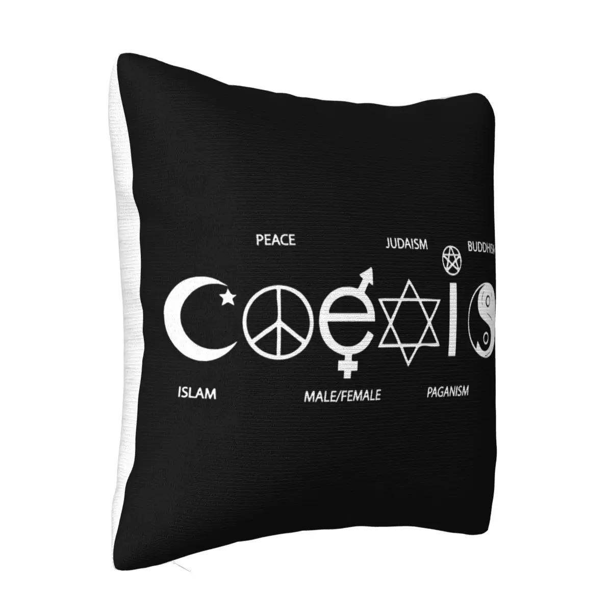 001 Coexist Мужская забавная наволочка Peace Love Unity Liberal Religion Oneness Zen Hip