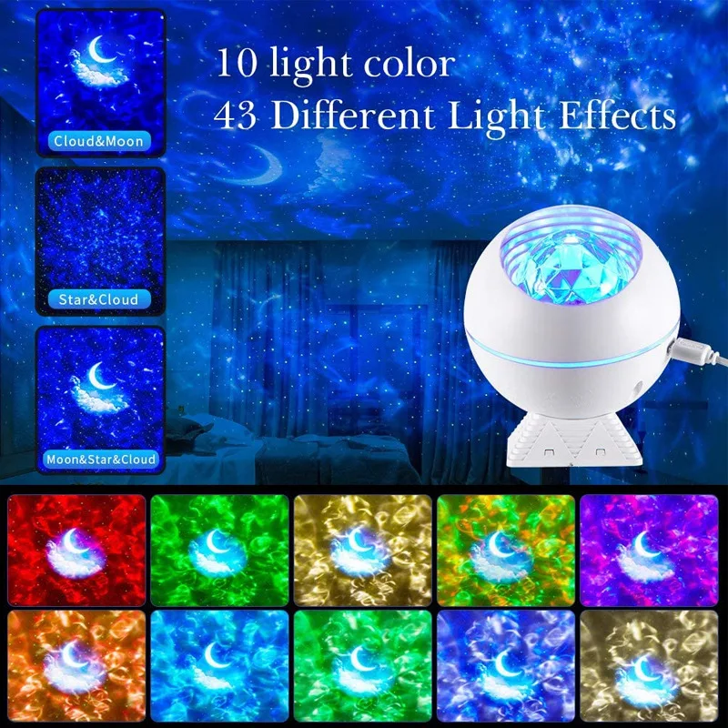 

Galaxy Starry Sky Projector Night Light Child Blueteeth USB Music Player Star Projector Romantic Projection Lamp For Kids Gift