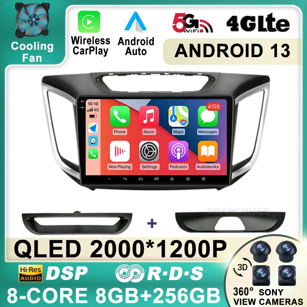 

Автомагнитола для Hyundai Creta IX25 2015-2019, 4G, Wi-Fi, Android 13