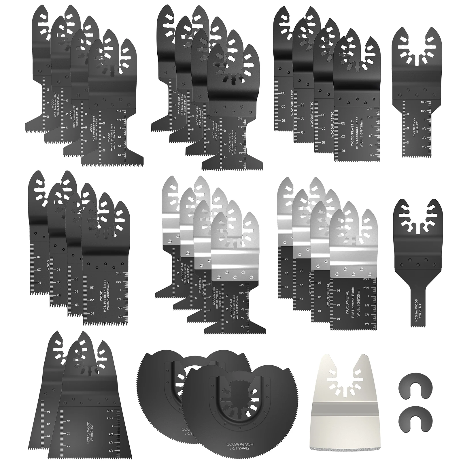 

33 Pcs Multitool Blades HCS Saw Blade Quick Release Oscillating Blades Fast Cutting Saw Blades for Wood Plastic Metal Cutting