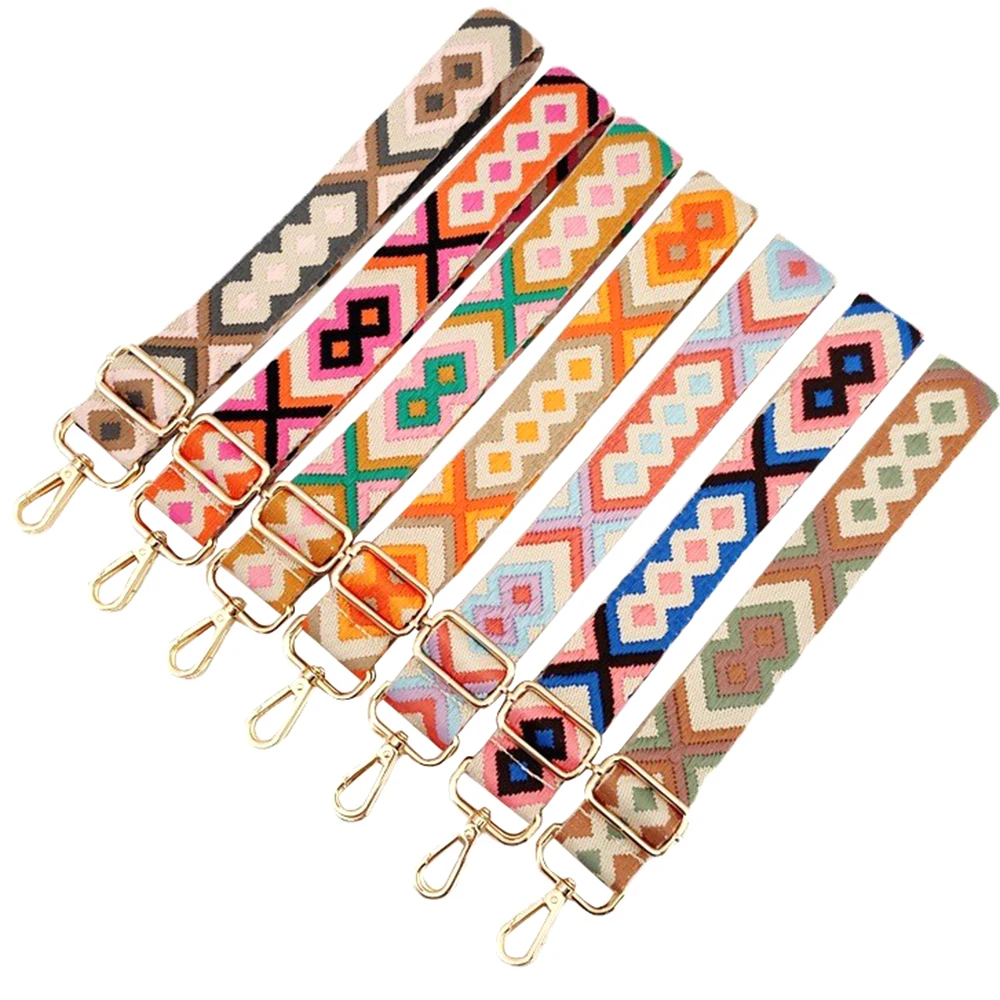 SC Fashion Colorful Bags Straps Luxury Argyle Pattern Adjustable Buckle Weaving Fabric Wide Long Belts Handbags Accessories