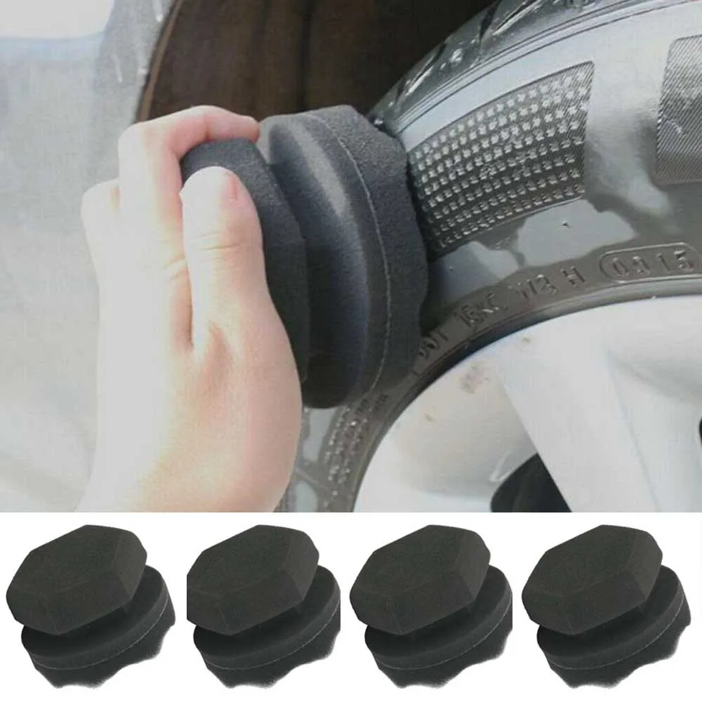 

4Pack Car Tyre Brush Tire Dressing Applicator Hex Grip Soft Sponge Waxing Sponge Polishing Pads Auto Care