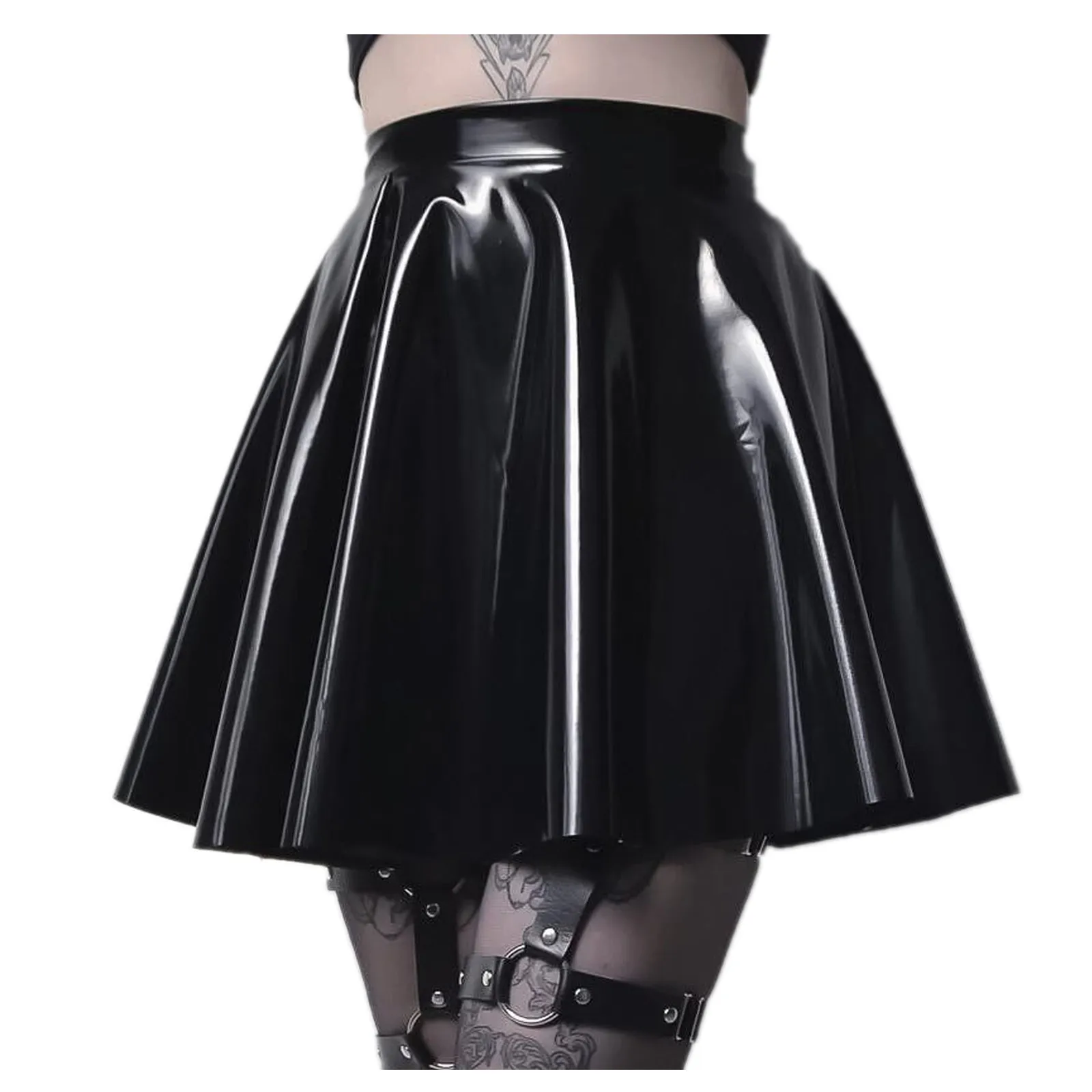 

Pure Skirt Skirt Pleated Fashion Women Leather Color Shiny Skirt Mini Skirt