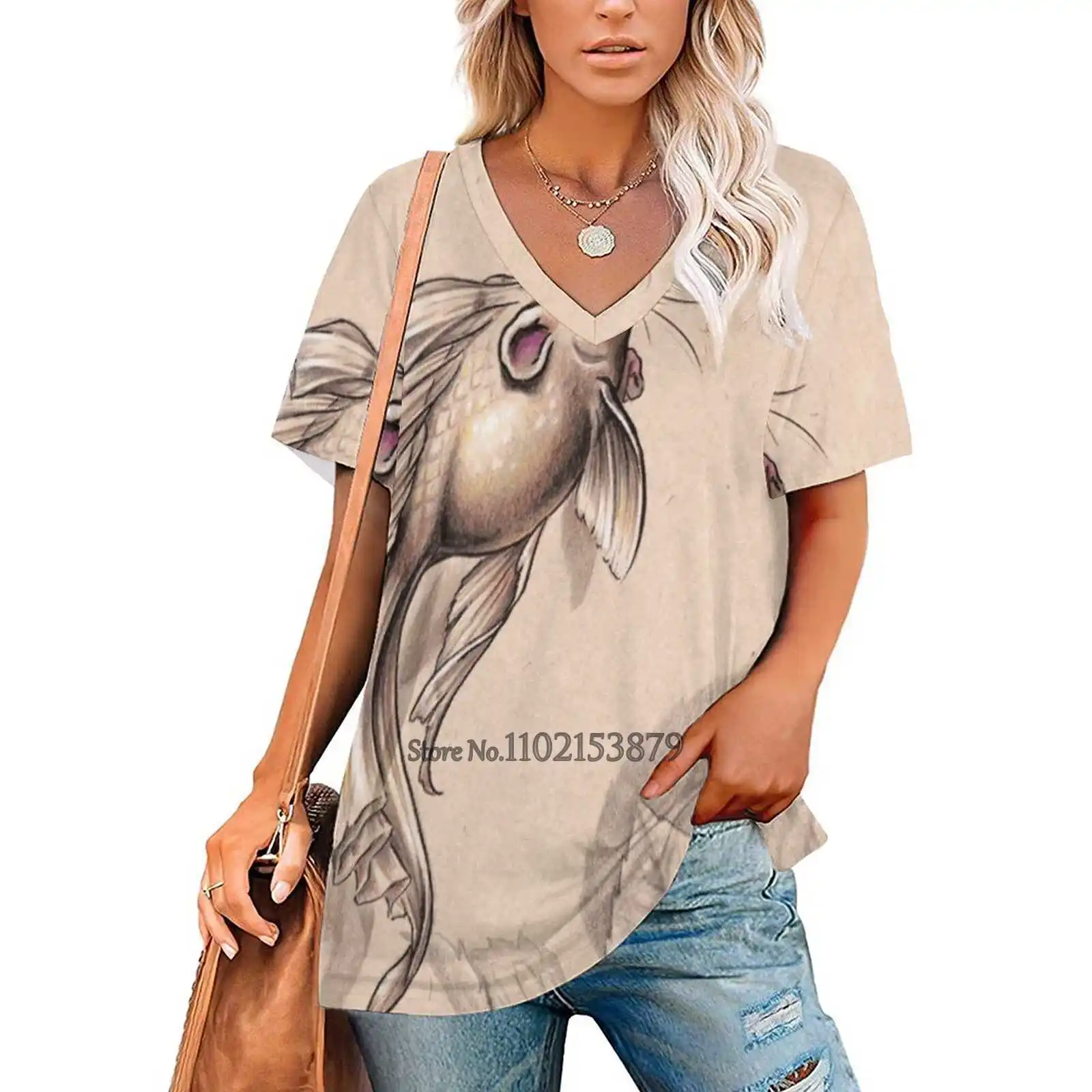 Женская футболка с v-образным вырезом Flying Fancytail Mermouse повседневные сексуальные