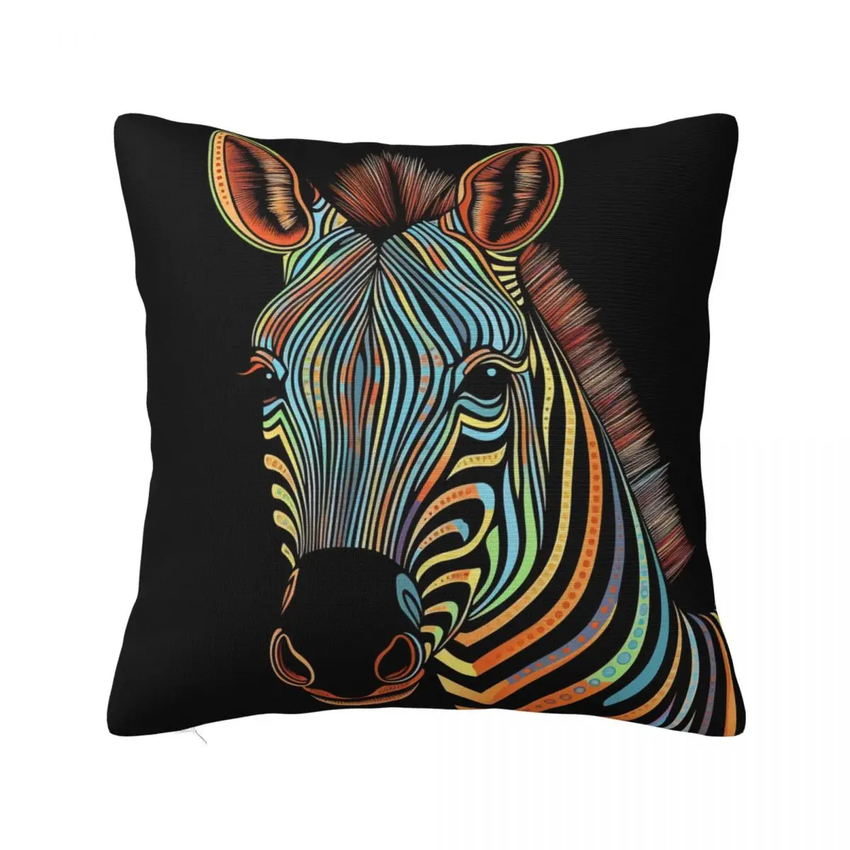 

Zebra Pillow Case Line Art Neon Cushion Zipper Pillowcase Summer Universal Polyester Cover