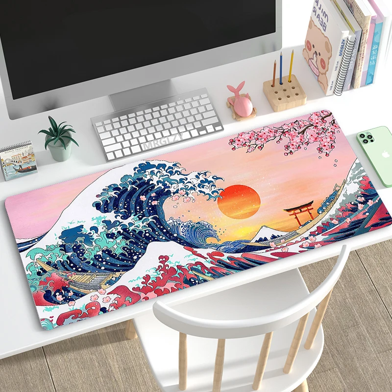 

Giant Waves Mouse Pad Non-slip XXL Large Gaming Accessories Playmats Rug Japanese Style Moon Mouse Mat Keyboard Desk Mats Carpet