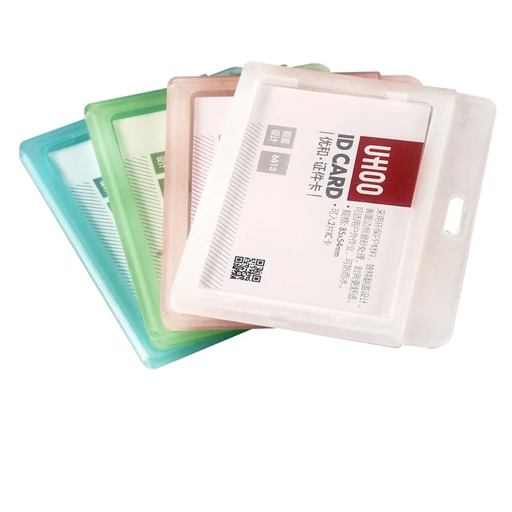 

1pc transparent Credential Badge Holder for Business Meeting Visiting Pass Tag ID Card Protector Case School Office Supply