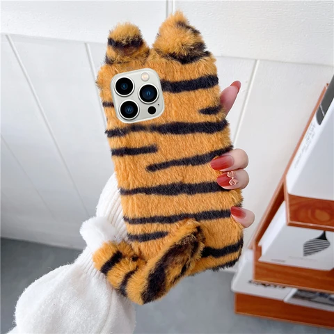 Симпатичный 3D мультфильм тигр плюшевый меховой телефон для Google pixel 6 7A 7 Pro 6A 5A 4A 4 XL 3 3A мягкий пушистый чехол
