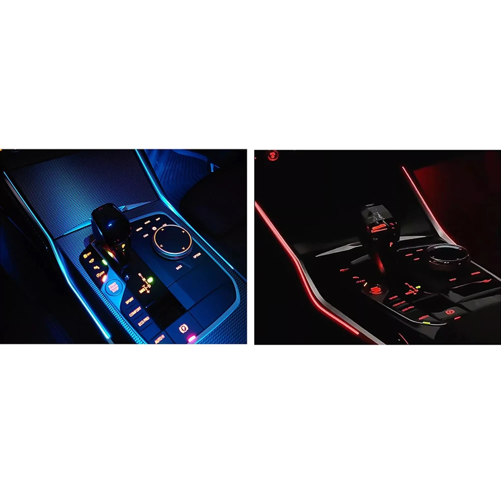 Для центральной консоли BMW 4-й серии. Светодиодные ленты. Обтекаемая установка с