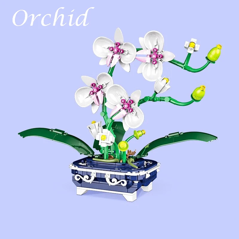 

Moc Bouquet Orchid Flowers Mini Building Blocks City Romantic Home Decoration Diy Friends Bricks Toys for Children Girls Gift