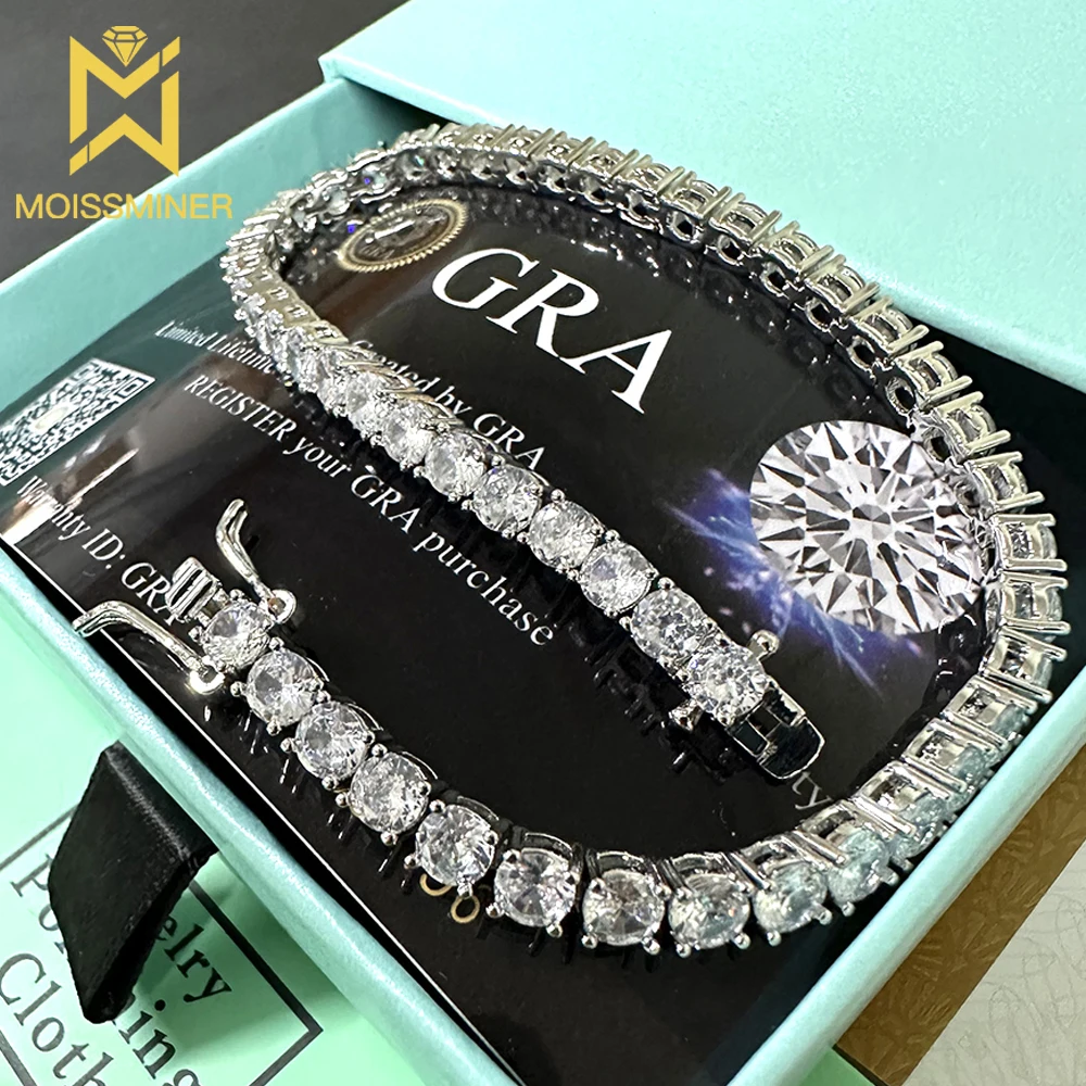 New In 2-6mm Moissanite Bracelet For Men S925 Silver Real Diamonds Tennis Chain Women With GRA Free Shipping