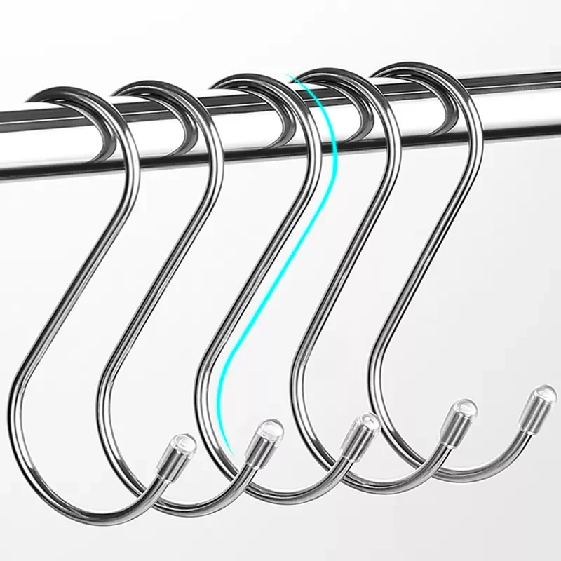 

10pcs Stainless Steel S Hooks with Sharp Tip Utensil Meat Clothes Hanger Hanging Hooks for Butcher Shop Kitchen Baking Tools