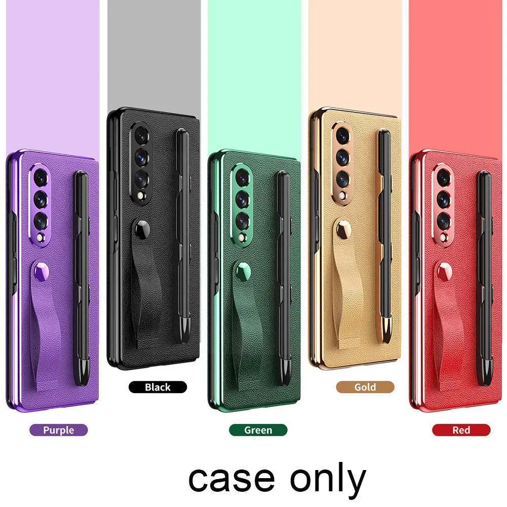 

1pc For Z Fold 3 Full Cover Pen Slot Shockproof Leather B6z5 G8o9